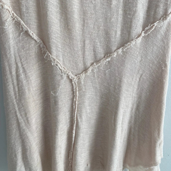 FREE PEOPLE Intimately Free Weekender Fringe Layering Tee Pink and Tan Size M - Picture 5 of 12